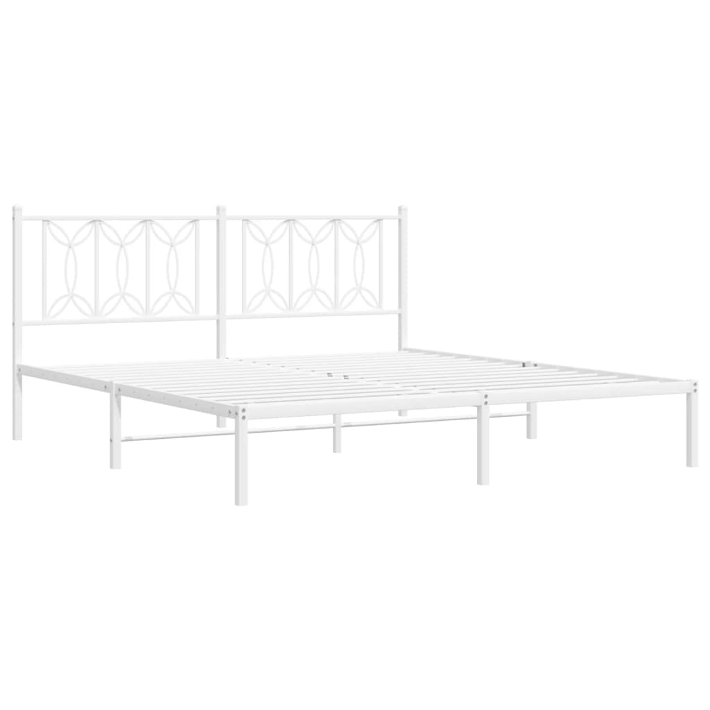 Sengeramme i metall med hodegavl hvit 183x213 cm