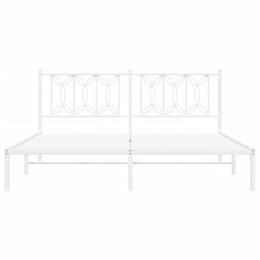 Sengeramme i metall med hodegavl hvit 183x213 cm