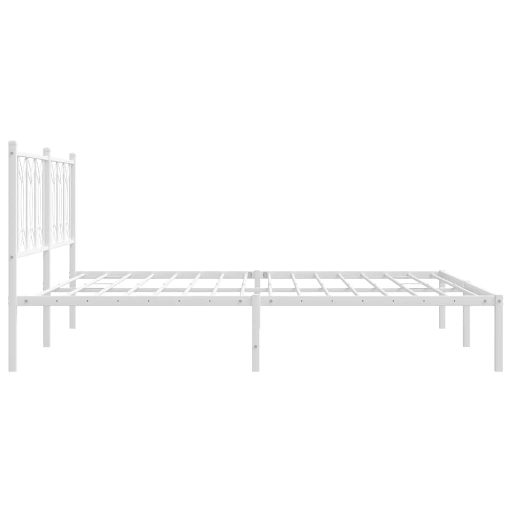 Sengeramme i metall med hodegavl hvit 183x213 cm