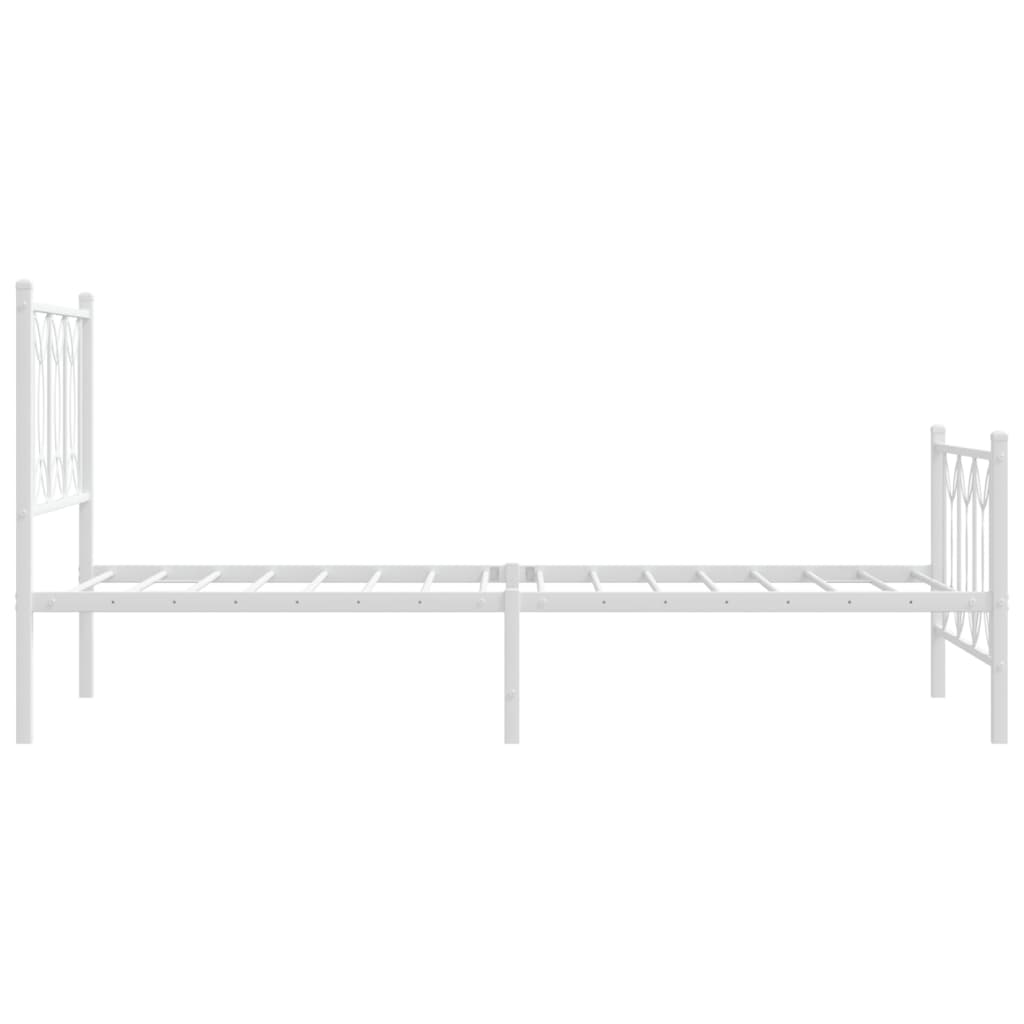 Sengeramme i metall med hode- og fotgavl hvit 75x190 cm