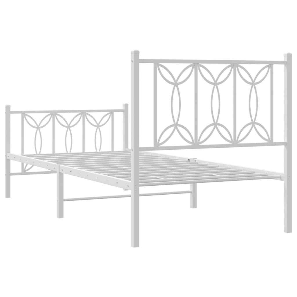Sengeramme i metall med hode- og fotgavl hvit 75x190 cm