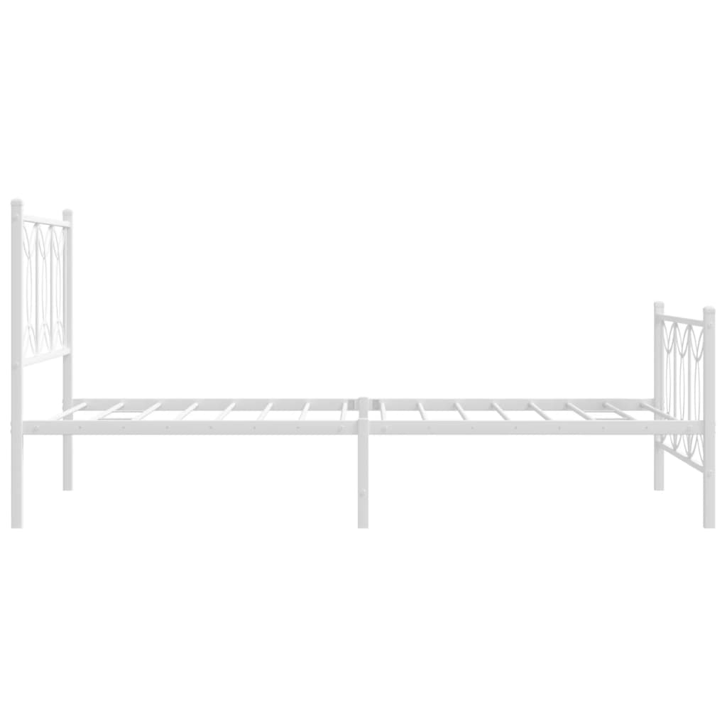 Sengeramme i metall med hode- og fotgavl hvit 100x200 cm