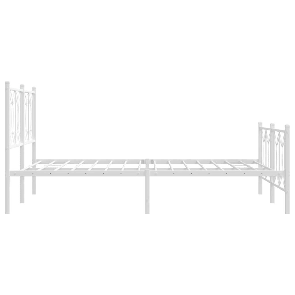Sengeramme i metall med hode- og fotgavl hvit 135x190 cm