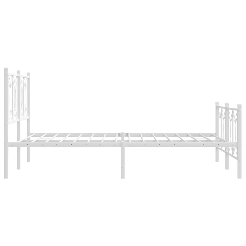 Sengeramme i metall med hode- og fotgavl hvit 140x200 cm