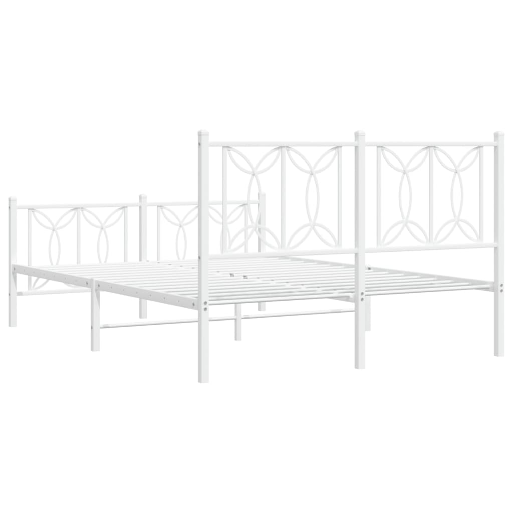 Sengeramme i metall med hode- og fotgavl hvit 140x200 cm