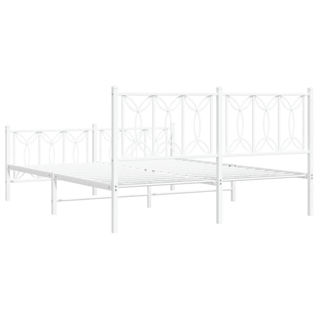 Sengeramme i metall med hode- og fotgavl hvit 150x200 cm