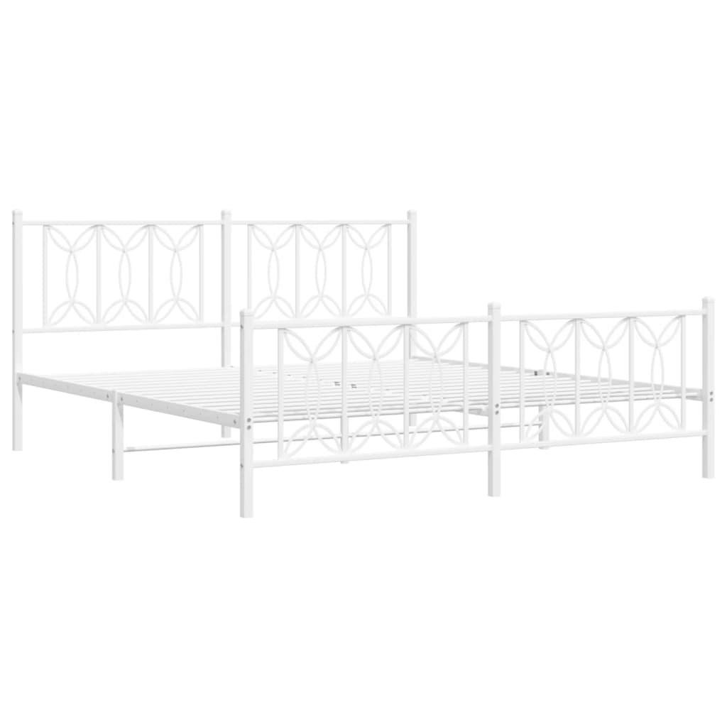 Sengeramme i metall med hode- og fotgavl hvit 180x200 cm