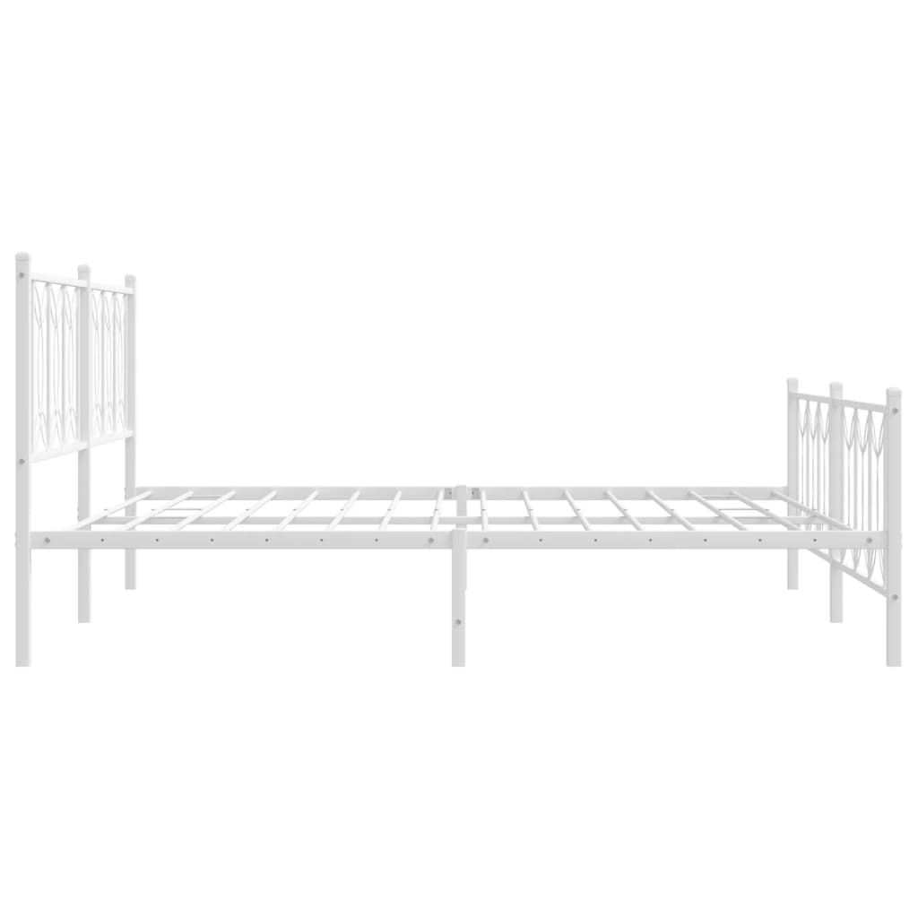 Sengeramme i metall med hode- og fotgavl hvit 180x200 cm