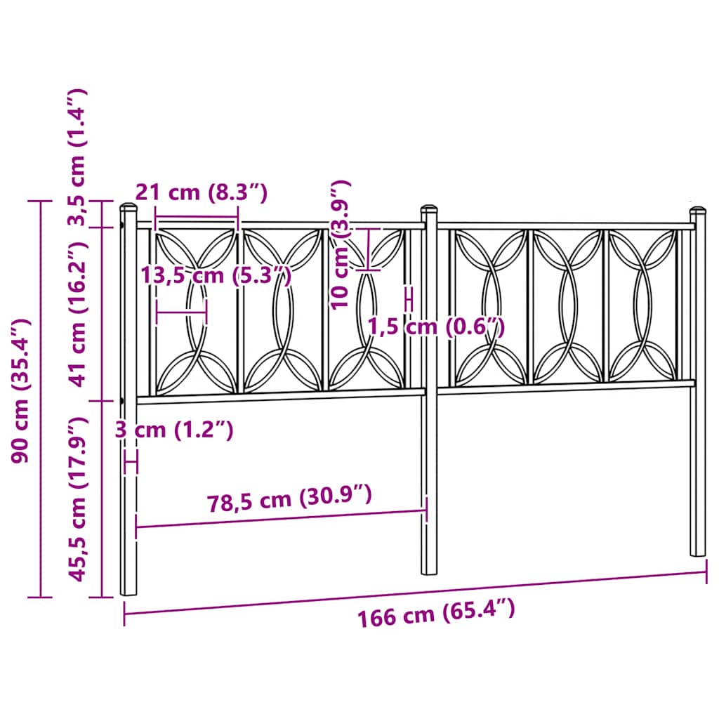 Utskiftbar sengegavl i metall hvit 160 cm vidaXL