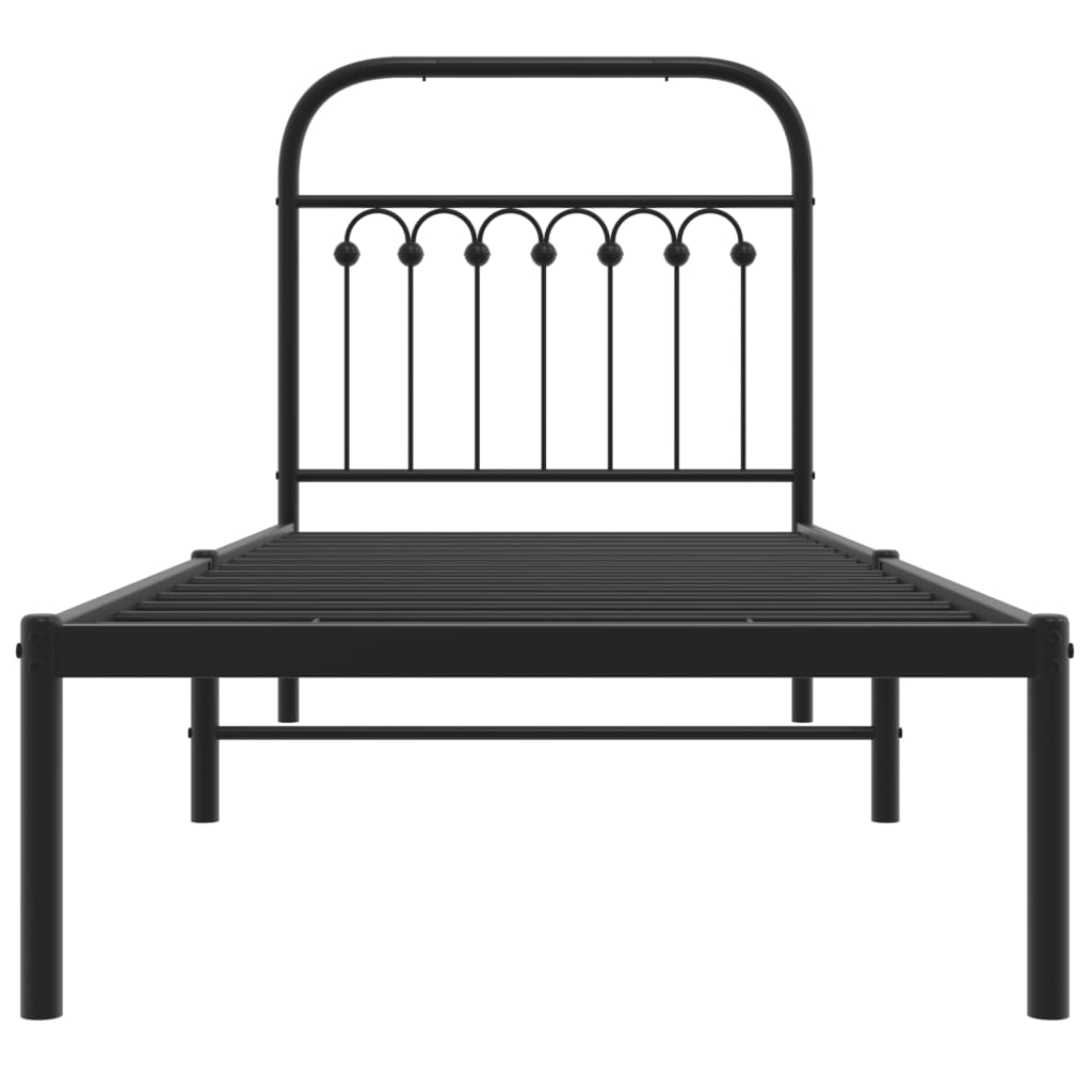Sengeramme i metall med hodegavl svart 75x190 cm