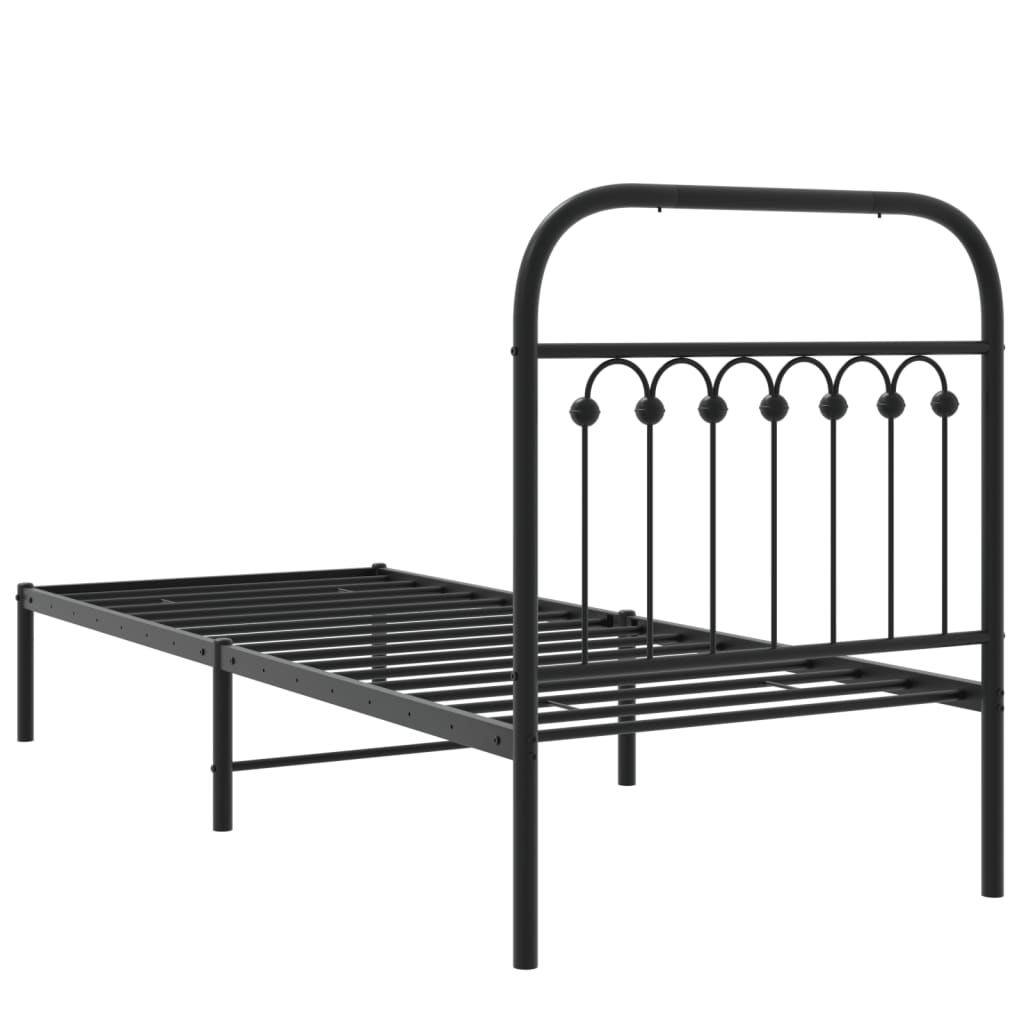 Sengeramme i metall med hodegavl svart 75x190 cm