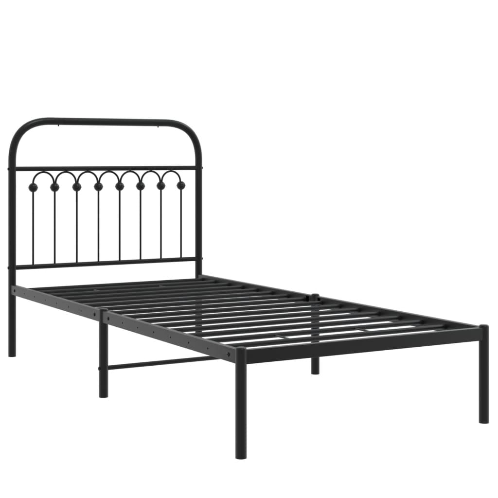 Sengeramme i metall med hodegavl svart 90x200 cm