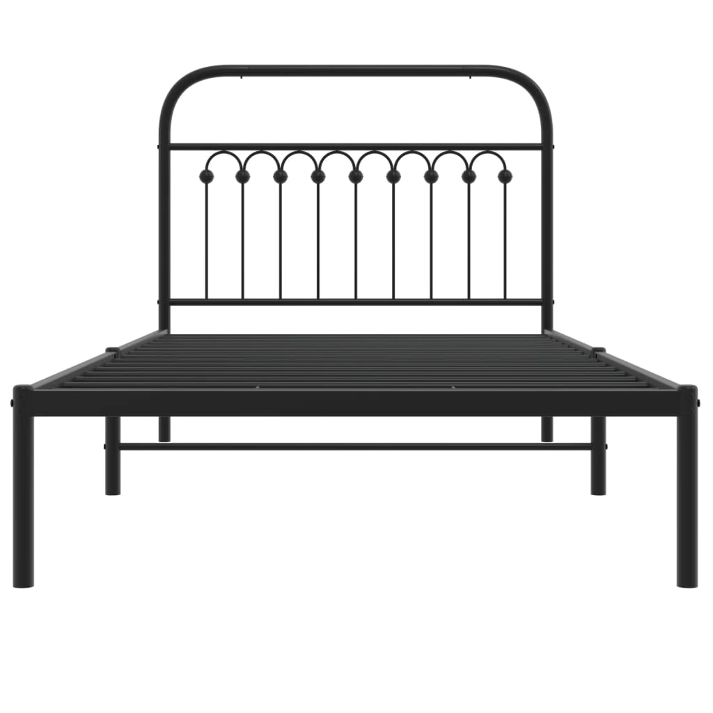 Sengeramme i metall med hodegavl svart 100x190 cm