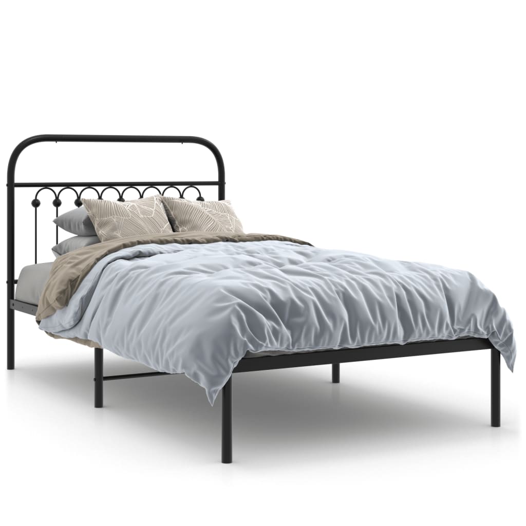 Sengeramme i metall med hodegavl svart 100x190 cm