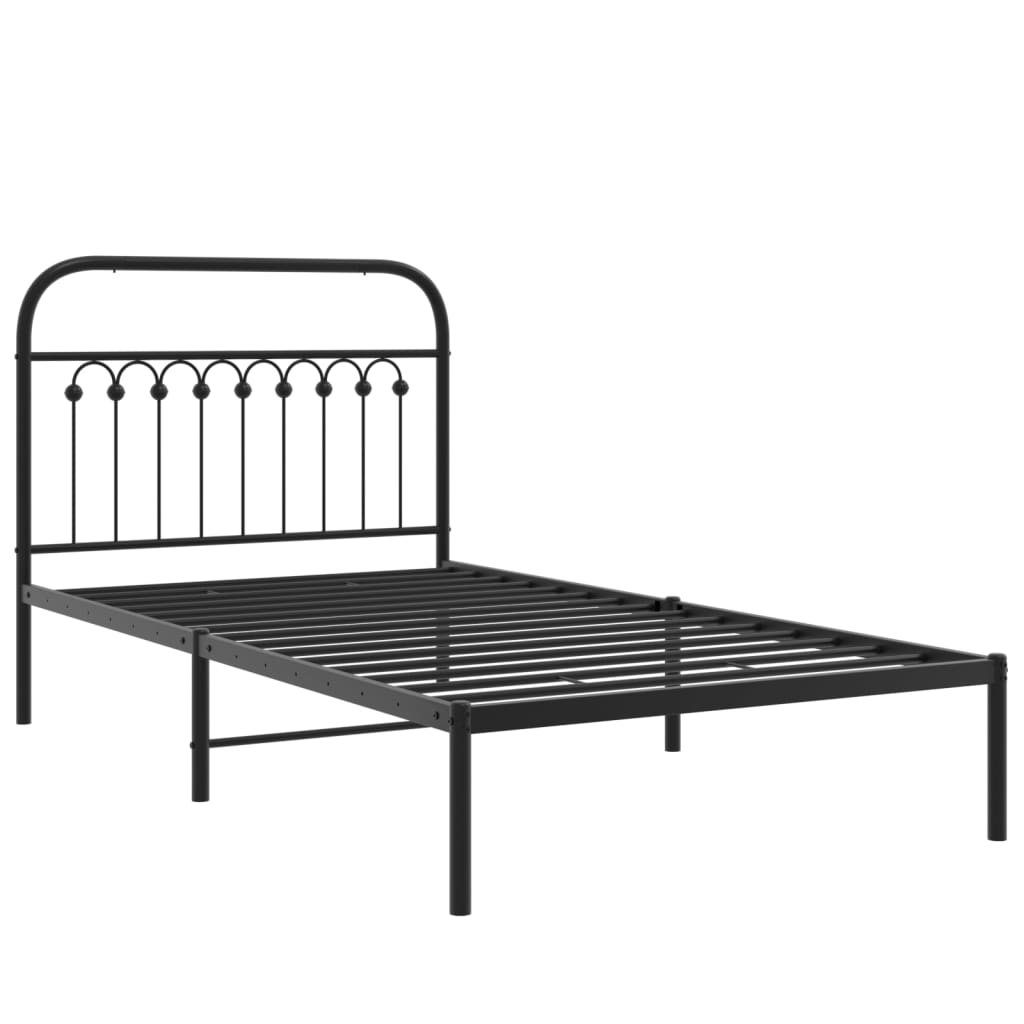 Sengeramme i metall med hodegavl svart 100x200 cm
