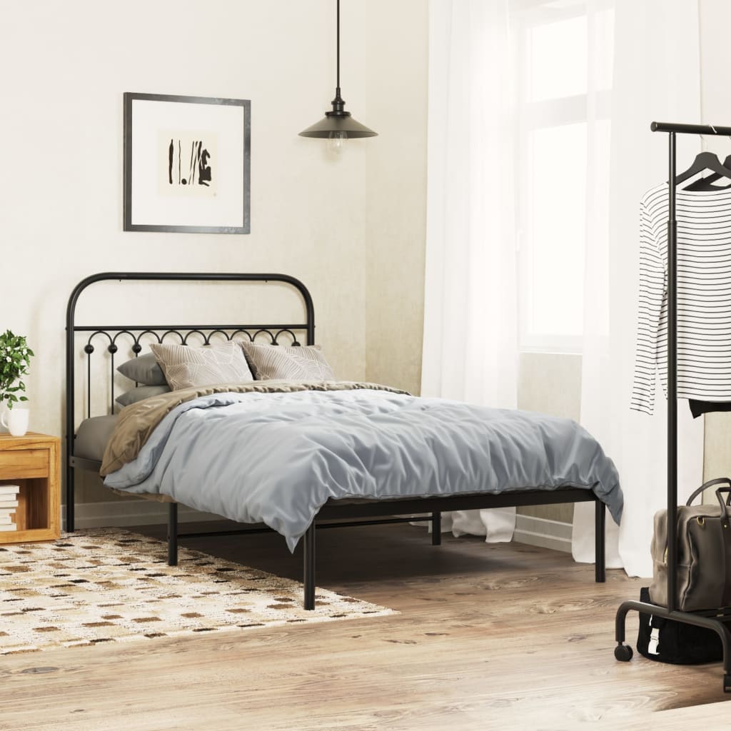Sengeramme i metall med hodegavl svart 107x203 cm