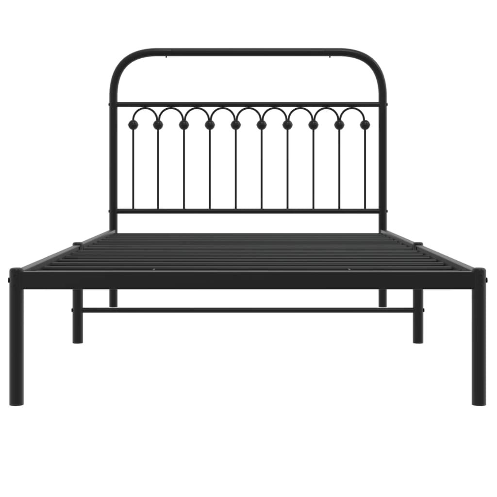 Sengeramme i metall med hodegavl svart 107x203 cm