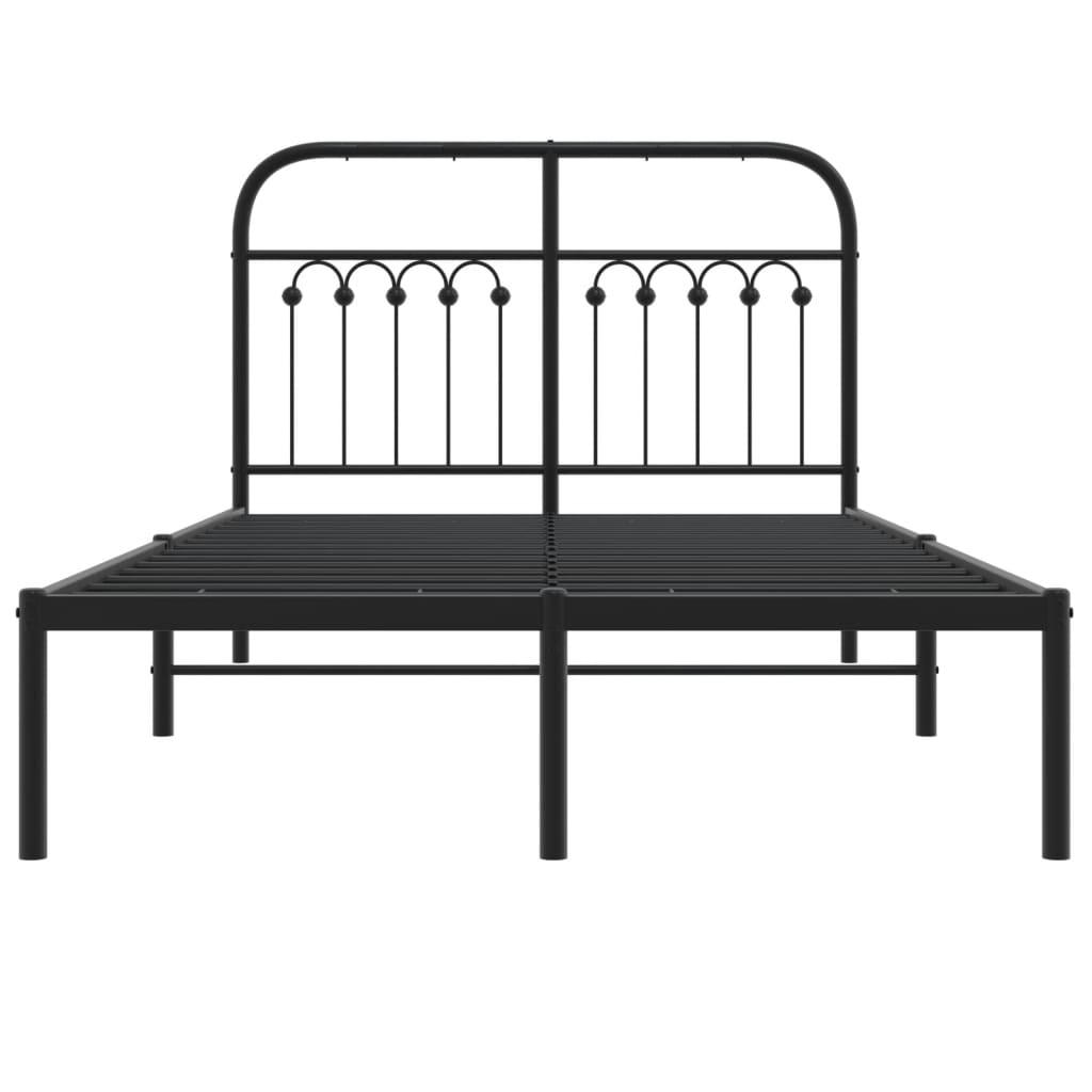 Sengeramme i metall med sengegavl svart 120x200 cm