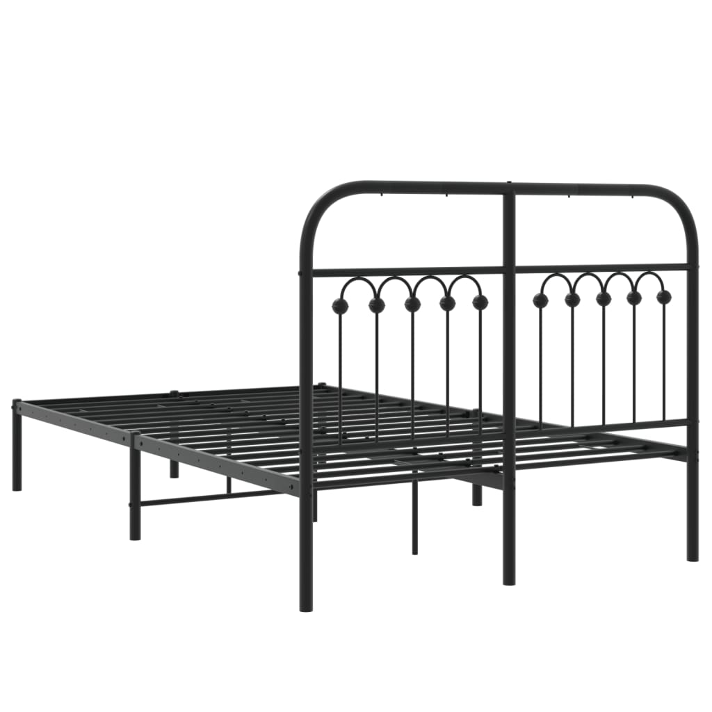 Sengeramme i metall med sengegavl svart 120x200 cm