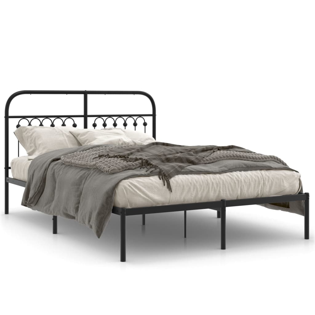 Sengeramme i metall med hodegavl svart 135x190 cm