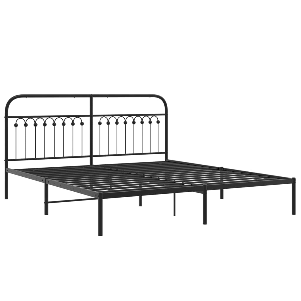 Sengeramme i metall med sengegavl svart 183x213 cm
