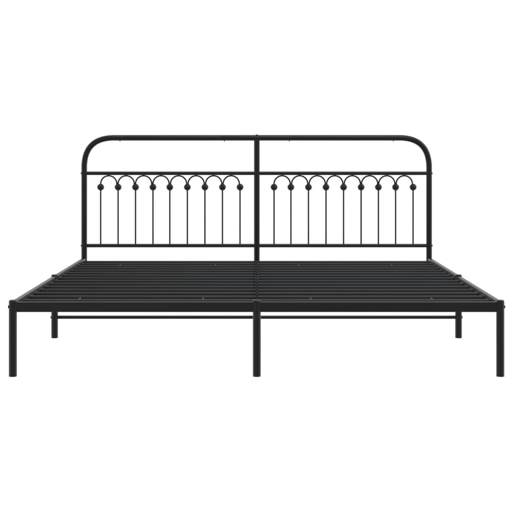 Sengeramme i metall med sengegavl svart 193x203 cm
