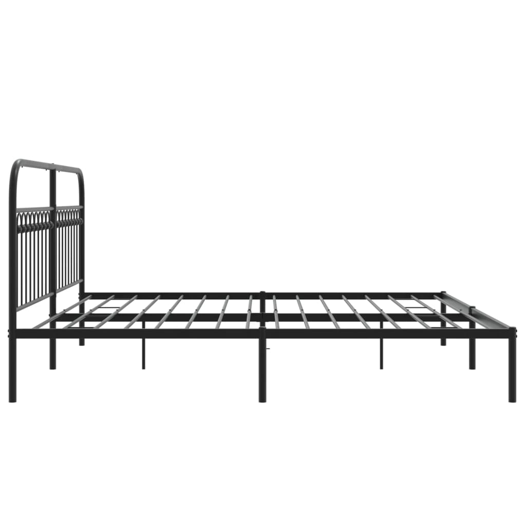 Sengeramme i metall med sengegavl svart 200x200 cm