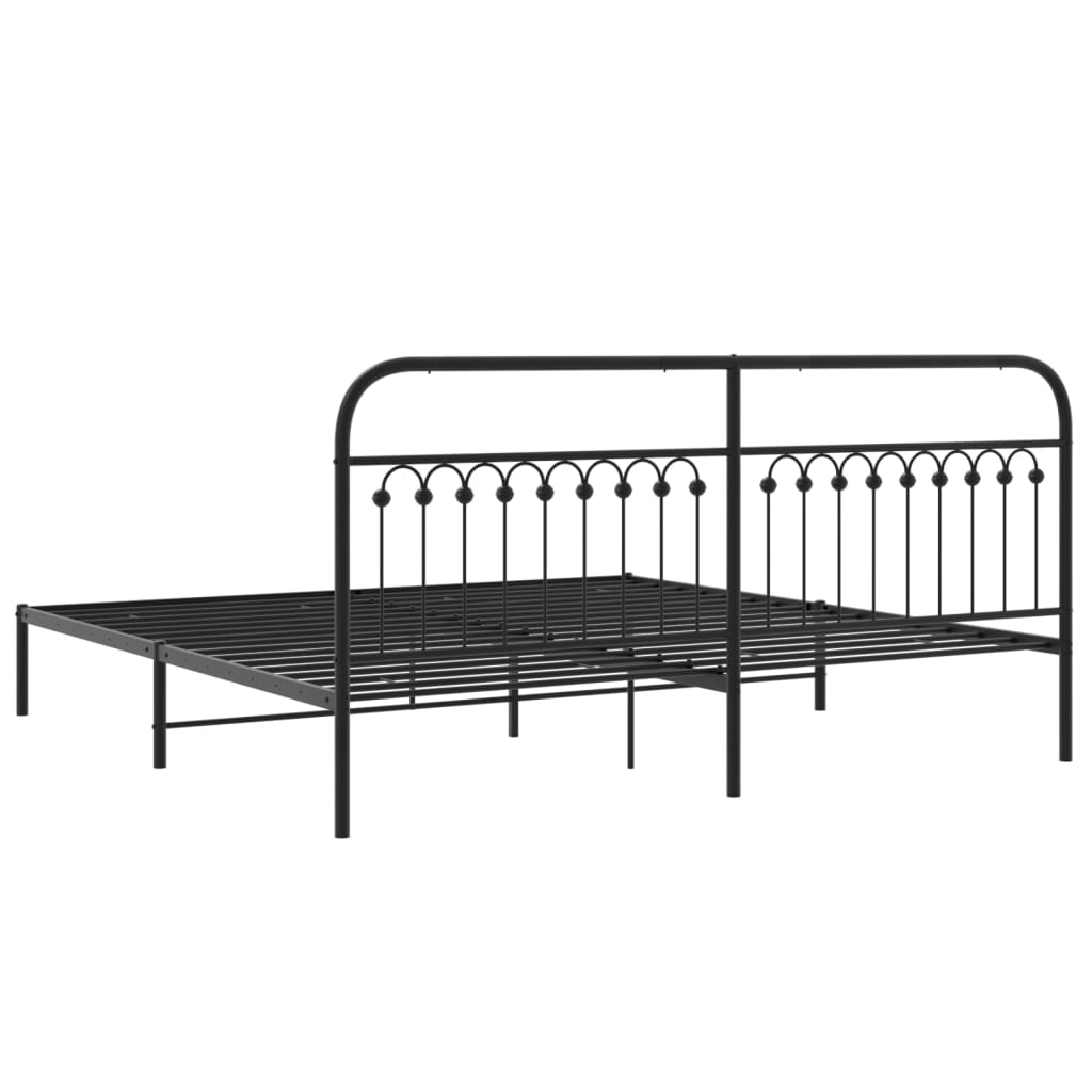 Sengeramme i metall med sengegavl svart 200x200 cm