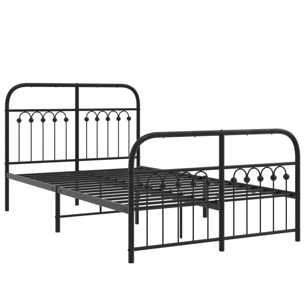 Sengeramme i metall med hode- og fotgavl svart 120x190 cm