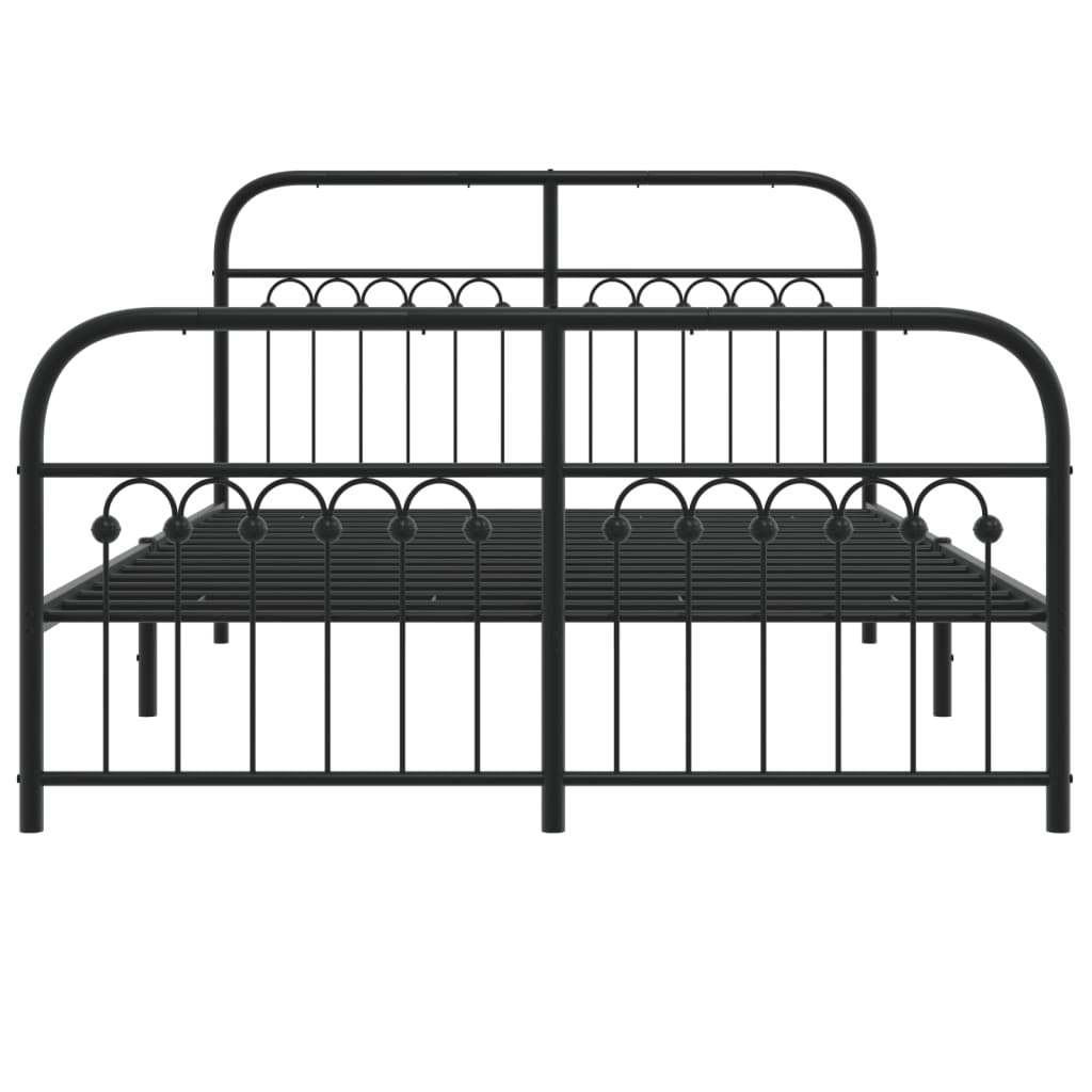 Sengeramme i metall med hode- og fotgavl svart 137x190 cm