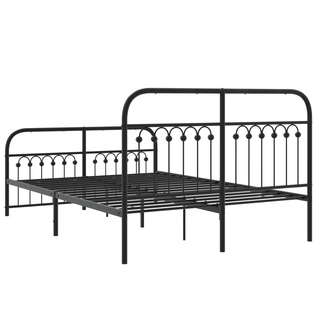 Sengeramme i metall med hode- og fotgavl svart 140x190 cm