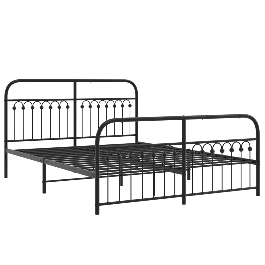 Sengeramme i metall med hode- og fotgavl svart 150x200 cm