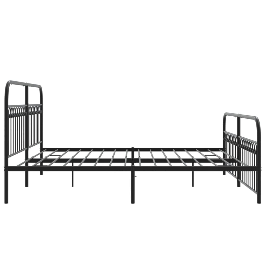Sengeramme i metall med hode- og fotgavl svart 193x203 cm