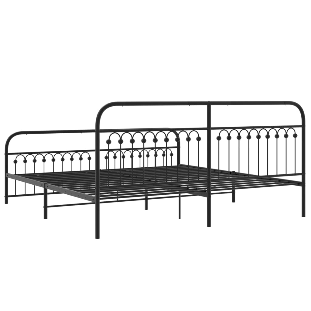 Sengeramme i metall med hode- og fotgavl svart 193x203 cm