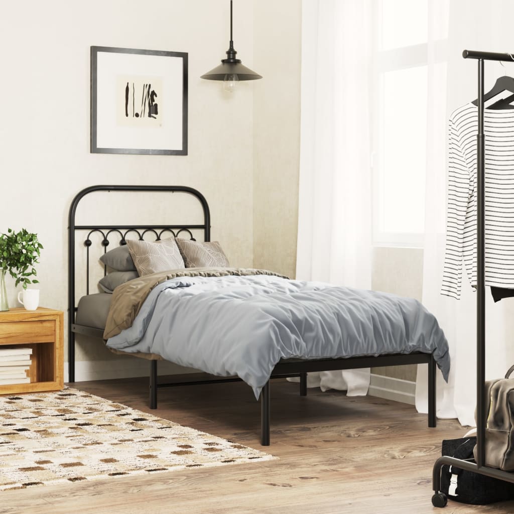 Utskiftbar sengegavl i metall svart 75 cm