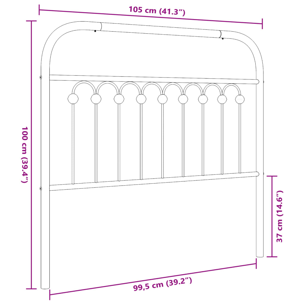 Utskiftbar sengegavl i metall svart 100 cm