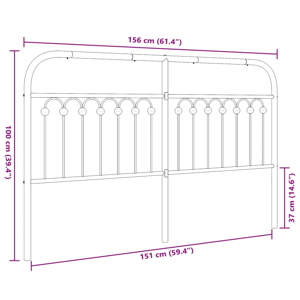 Utskiftbar sengegavl i metall svart 180 cm