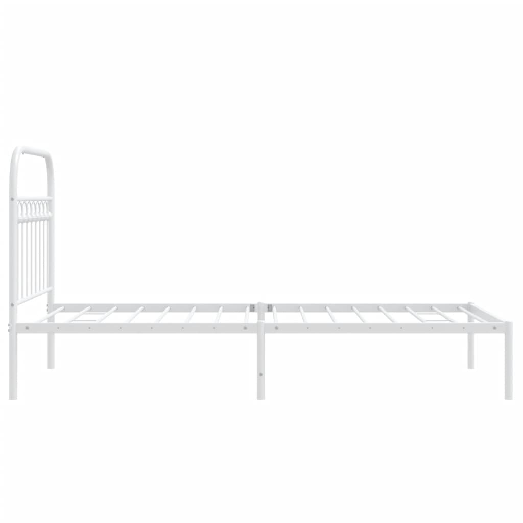 Sengeramme i metall med hodegavl hvit 90x190 cm