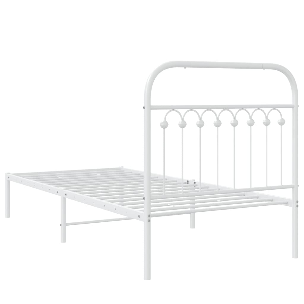 Sengeramme i metall med hodegavl hvit 90x190 cm