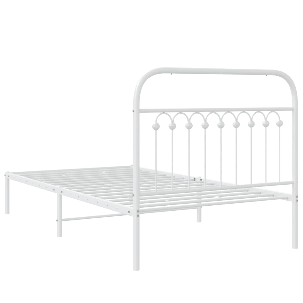 Sengeramme i metall med hodegavl hvit 100x190 cm