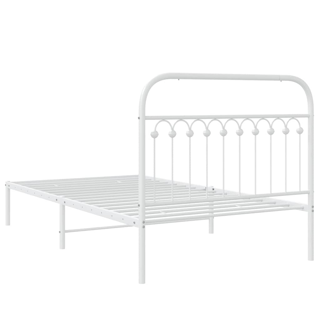 Sengeramme i metall med hodegavl hvit 107x203 cm
