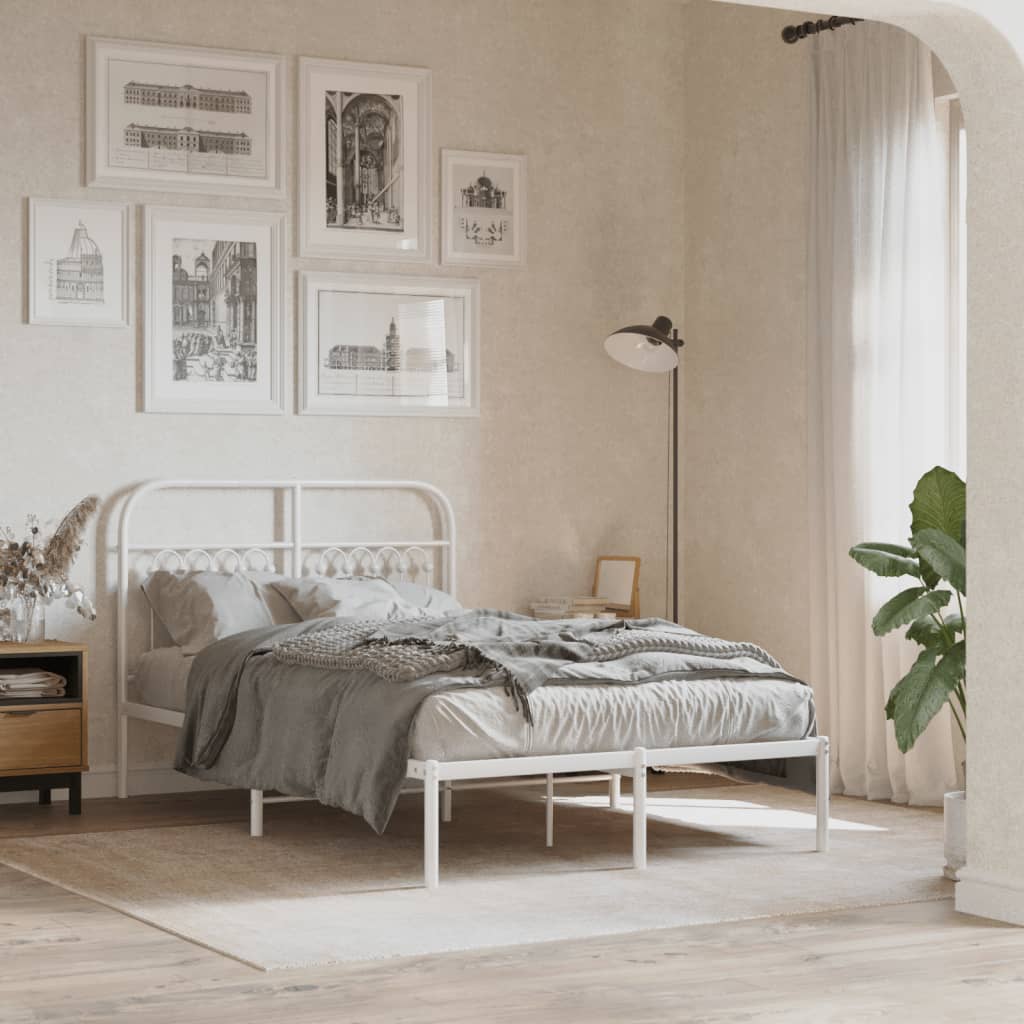 Sengeramme i metall med hodegavl hvit 120x200 cm