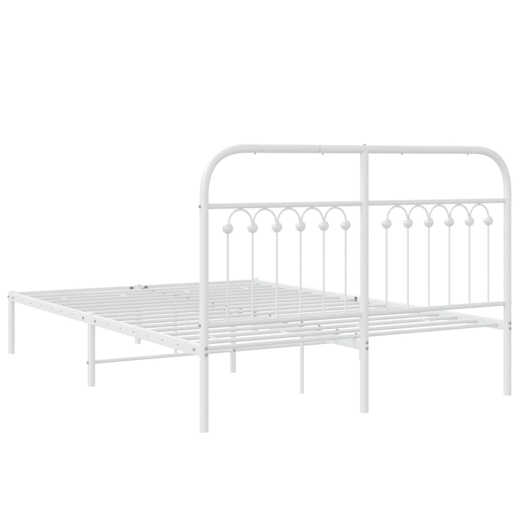 Sengeramme i metall med hodegavl hvit 135x190 cm