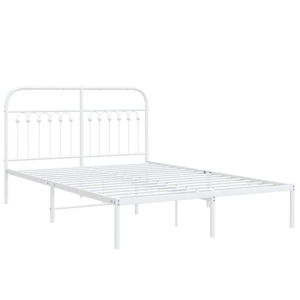 Sengeramme i metall med hodegavl hvit 140x190 cm