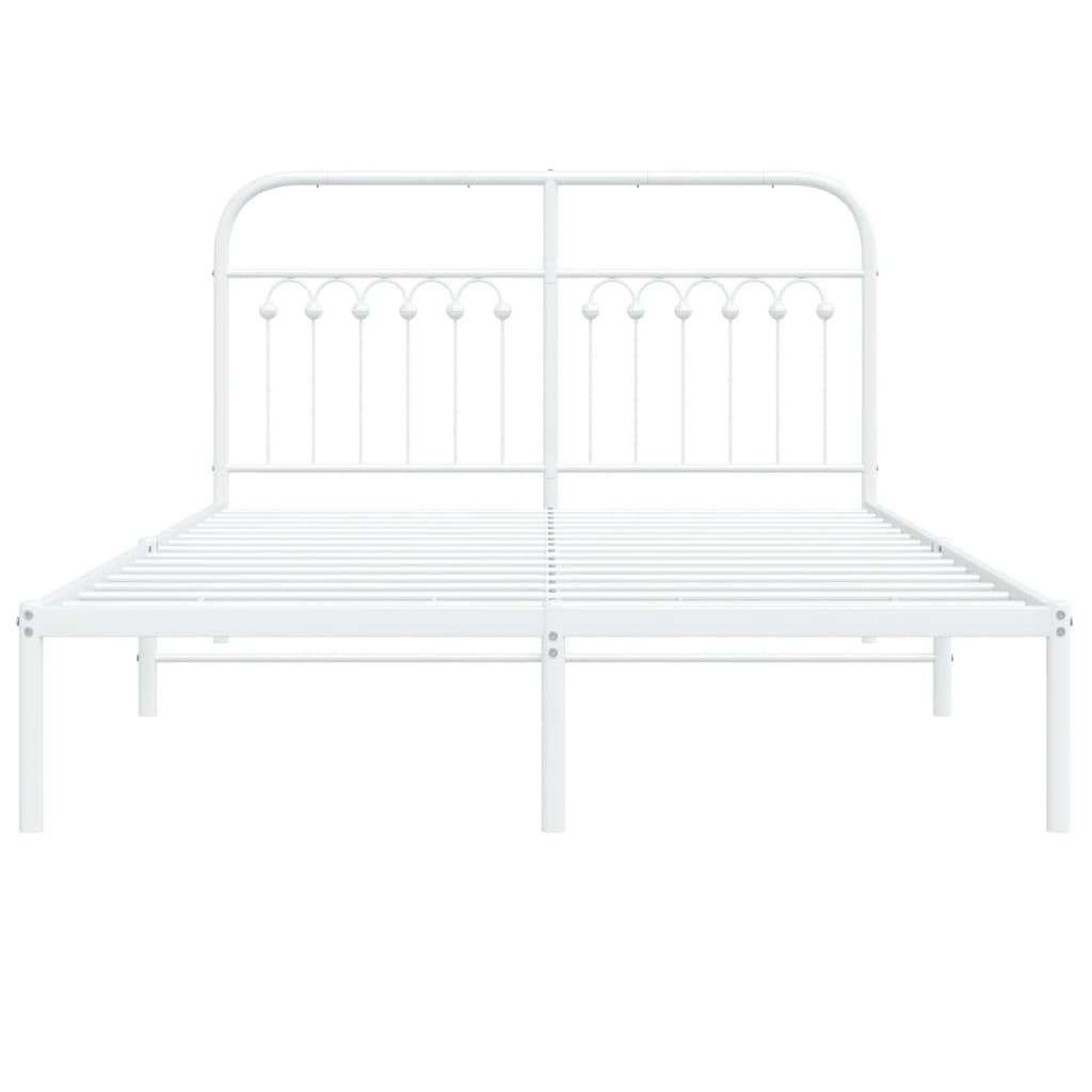 Sengeramme i metall med hodegavl hvit 140x190 cm