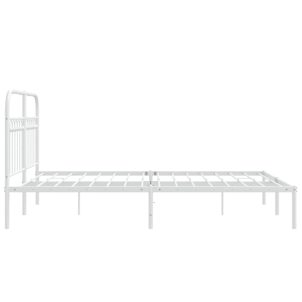 Sengeramme i metall med hodegavl hvit 140x190 cm