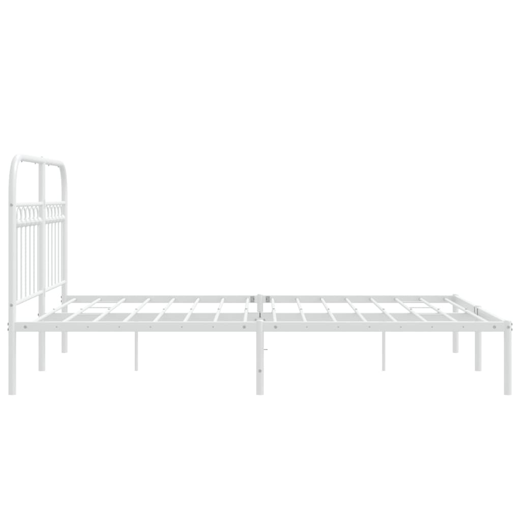 Sengeramme i metall med hodegavl hvit 140x200 cm