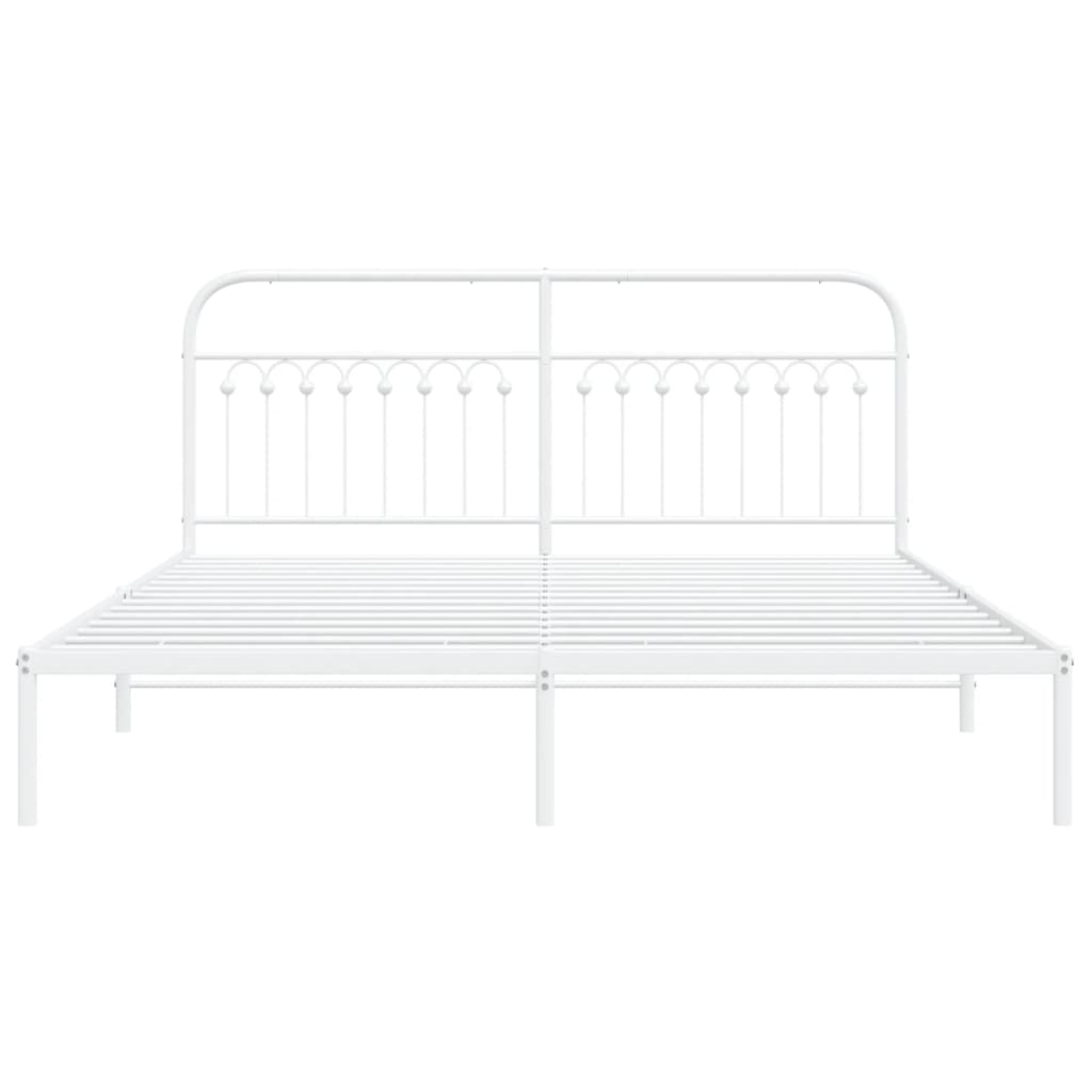 Sengeramme i metall med hodegavl hvit 183x213 cm
