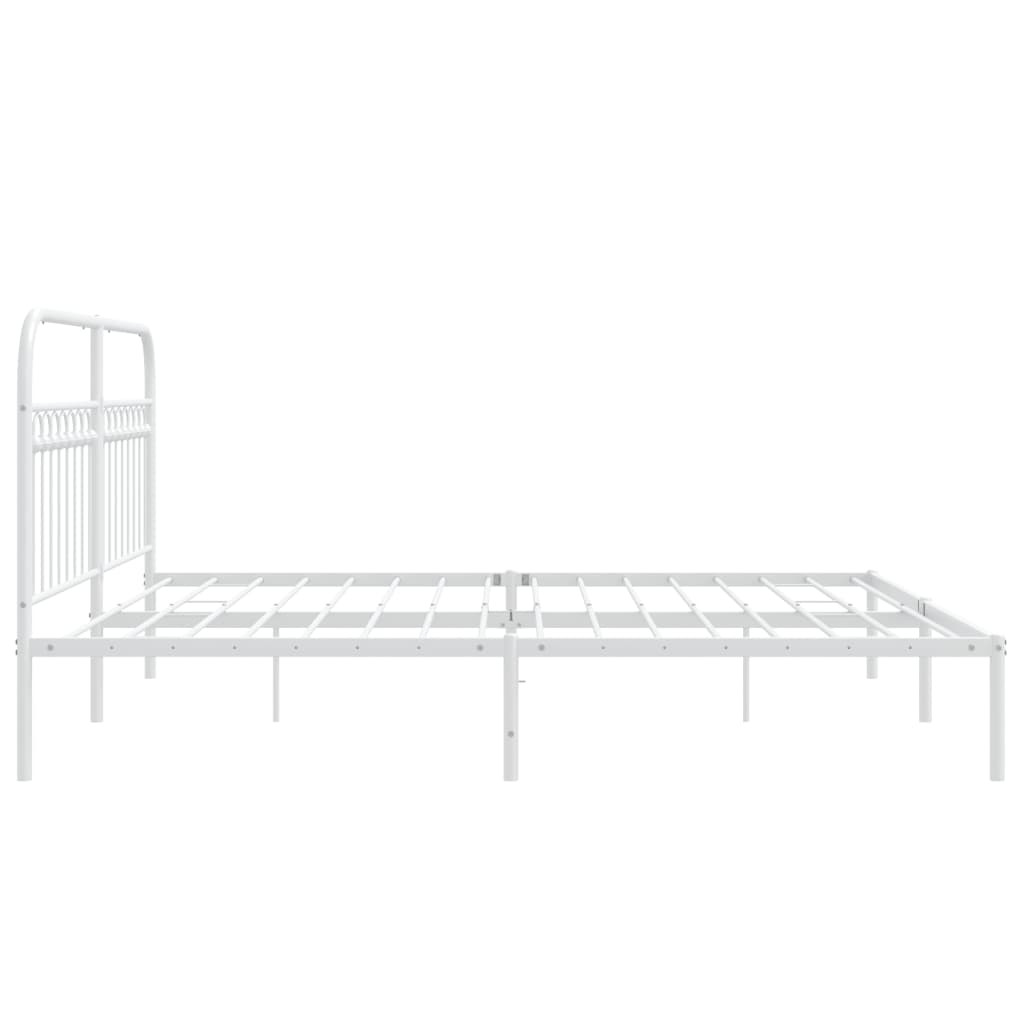 Sengeramme i metall med hodegavl hvit 183x213 cm