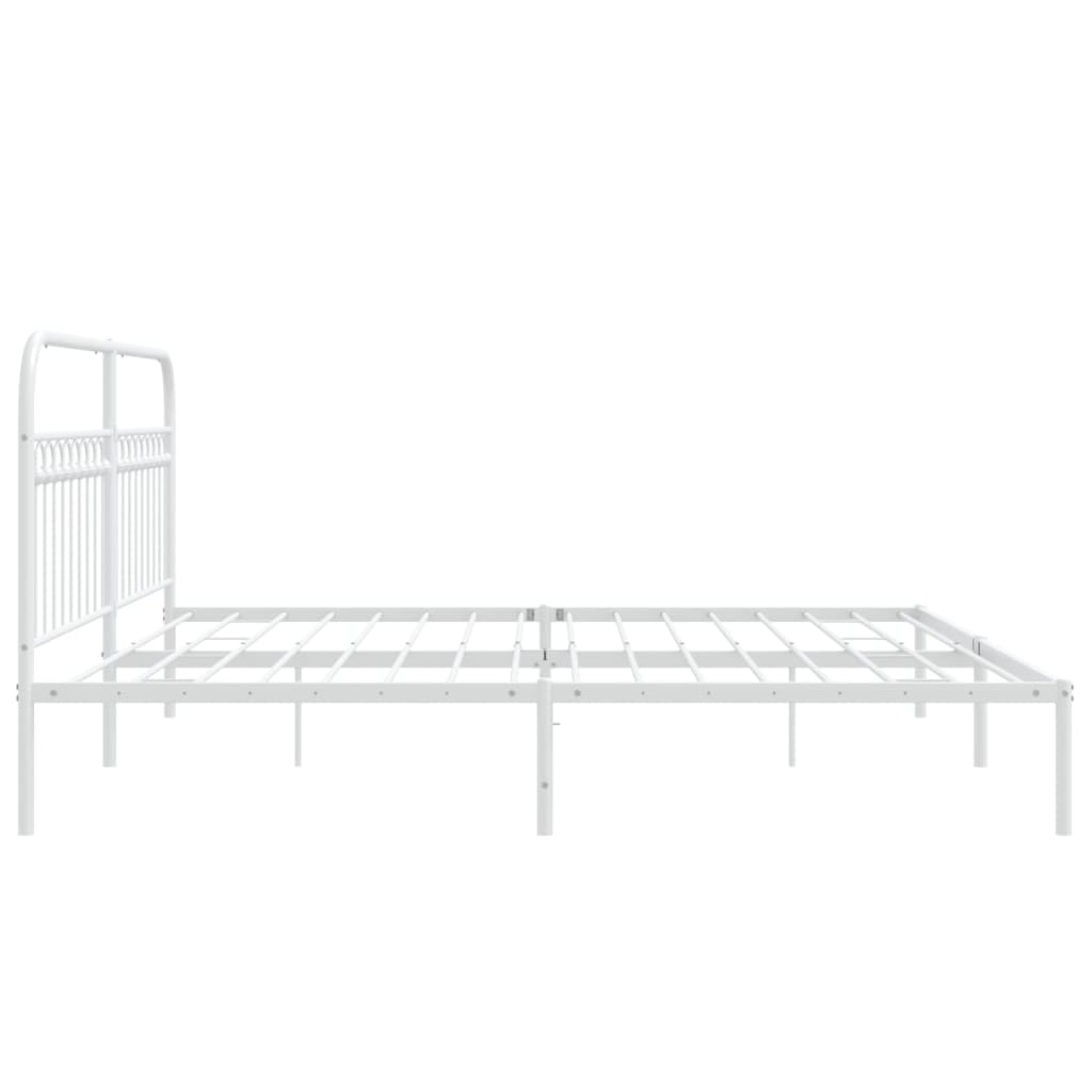 Sengeramme i metall med hodegavl hvit 193x203 cm